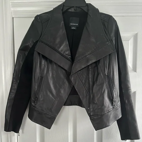 TROUVÉ BLACK LEATHER JACKET - Picture 4 of 7